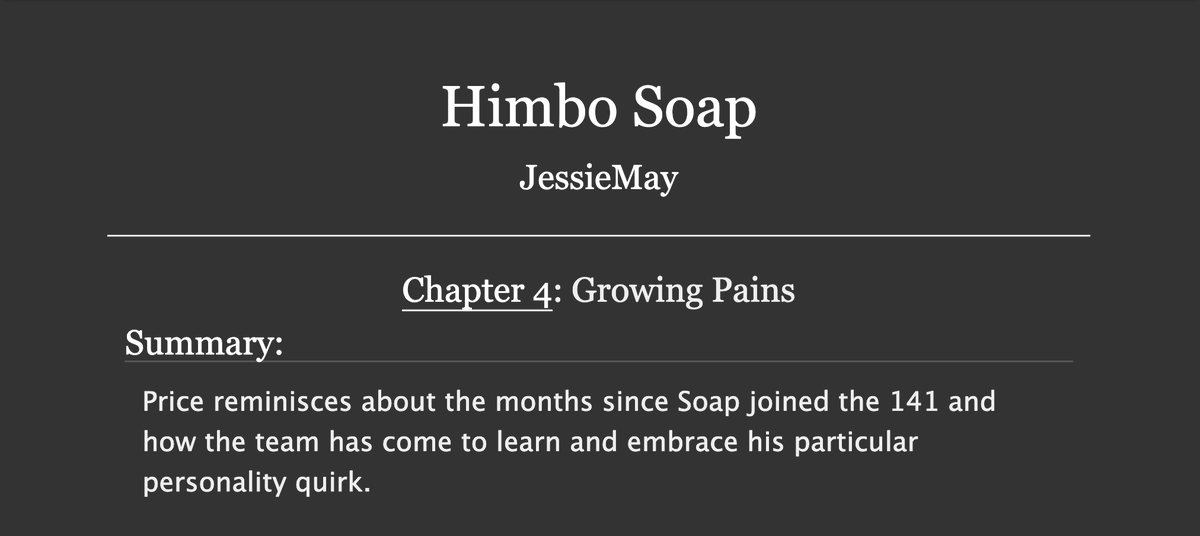 JessieMayArt's tweet image. I have an actual Himbo Soap update with WORDS!! Enjoy some Price POV

Read it here:
archiveofourown.org/works/66938845…
#Ghoap #fanfic #soapghost