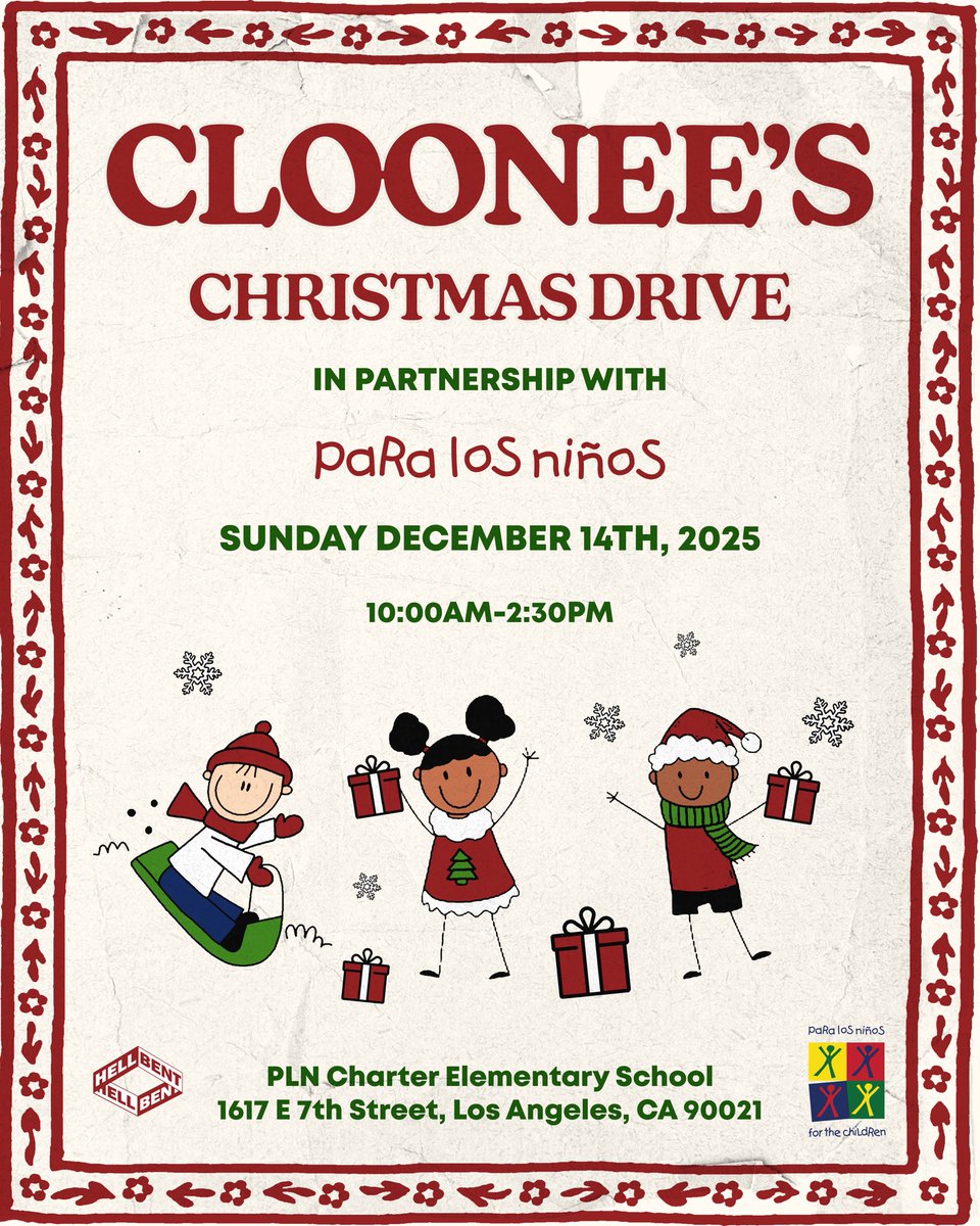 Clooneeuk's tweet image. LOS ANGELES 🎄 On Sunday Dec 14th I will be hosting my first Christmas toy/supply drive to bring joy and comfort to the many children and families served throughout Los Angeles by the wonderful @paralosninosorg. 

Please take a moment to read all the info, I know it’s a lot.…