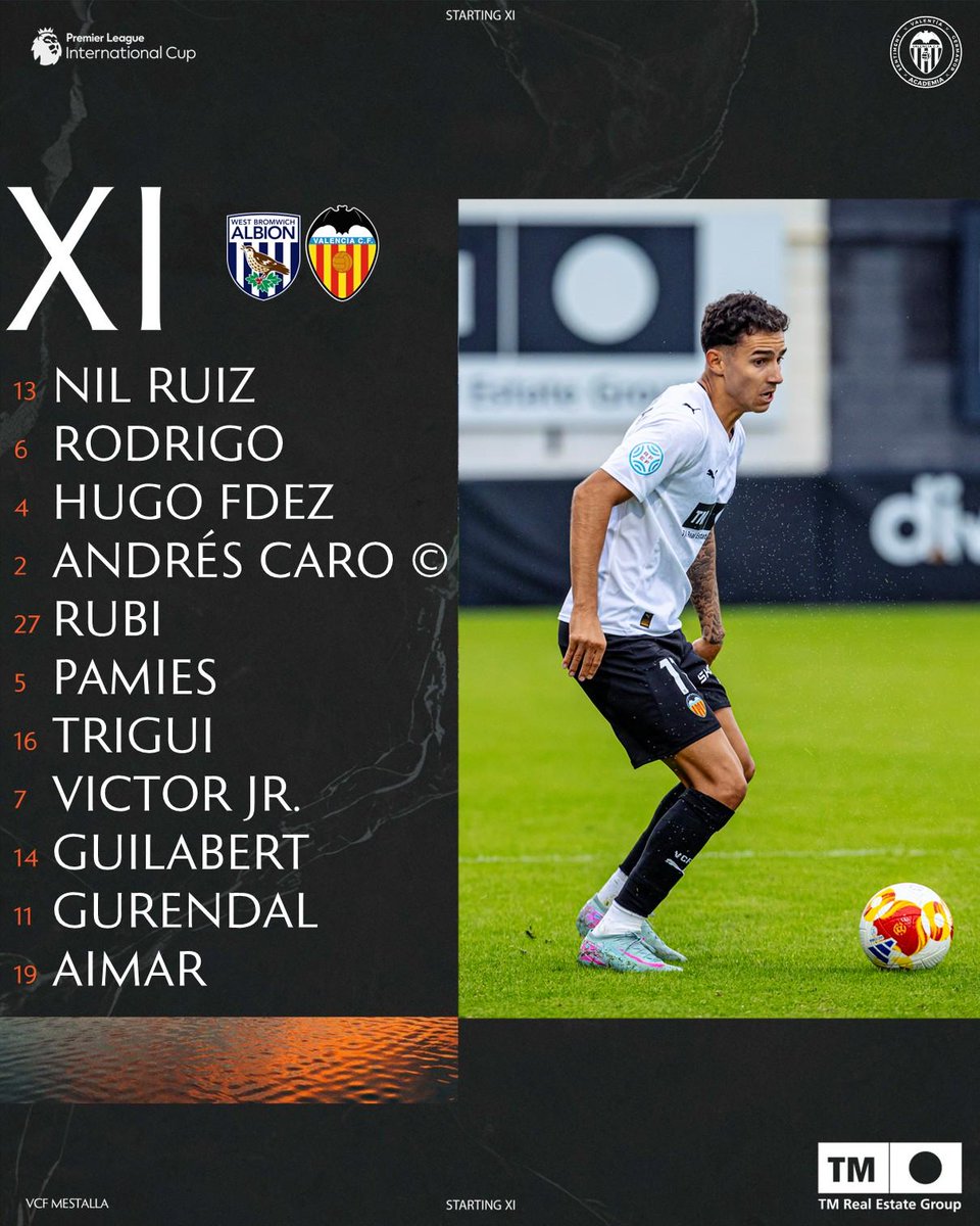 ⚽️ 𝑋𝐼 𝐼𝑁𝐼𝐶𝐼𝐴𝐿 #VCFMestalla 

🆚  <a href="/WBA/">West Bromwich Albion</a> U21

🕗 20:00 h 
🏟️ Damson Park (Birmingham) 
📝 J 4 | #PLInternationalCup 

🔴 EN DIRECTO en VCF MEDIA:
youtube.com/watch?v=bjwvJd… 

#WBAVCFMestalla