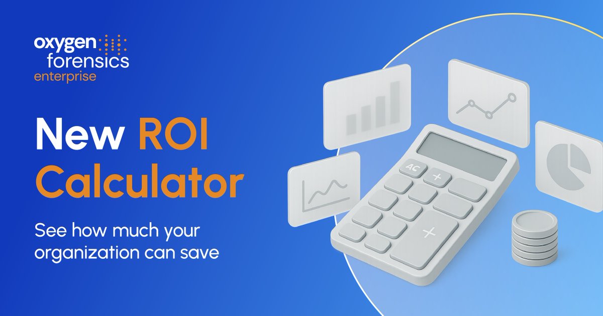oxygenforensic's tweet image. 💡 How much could your organization save? Try the ROI Calculator on our Enterprise site.
👉 bit.ly/44r0WET
📈 Enter your numbers for collections, hourly rates, time spent, and travel costs to see potential savings + total return on investment.

#DFIR #OxygenROICalculator