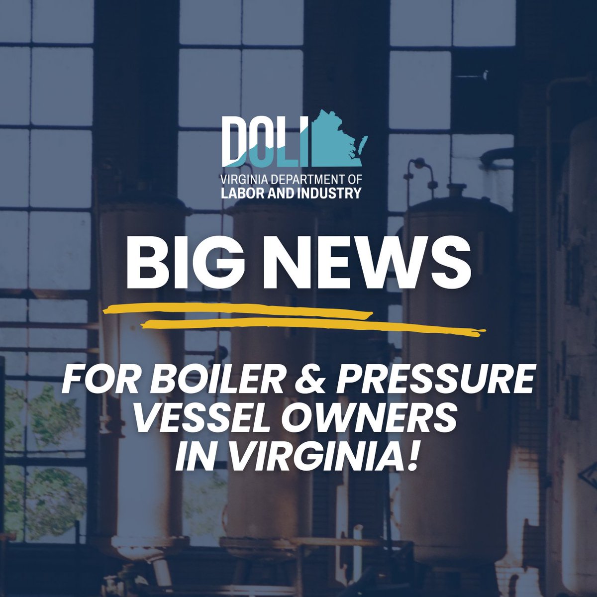 Big news for Boiler &amp; Pressure Vessel Owners in Virginia! DOLI’s new online payment portal is now live in Jurisdiction Online (JO), making it faster and easier to pay inspection invoices and receive certificates. 

✅ Check out the portal here: client.joportal.com/VA/Spa/Home
