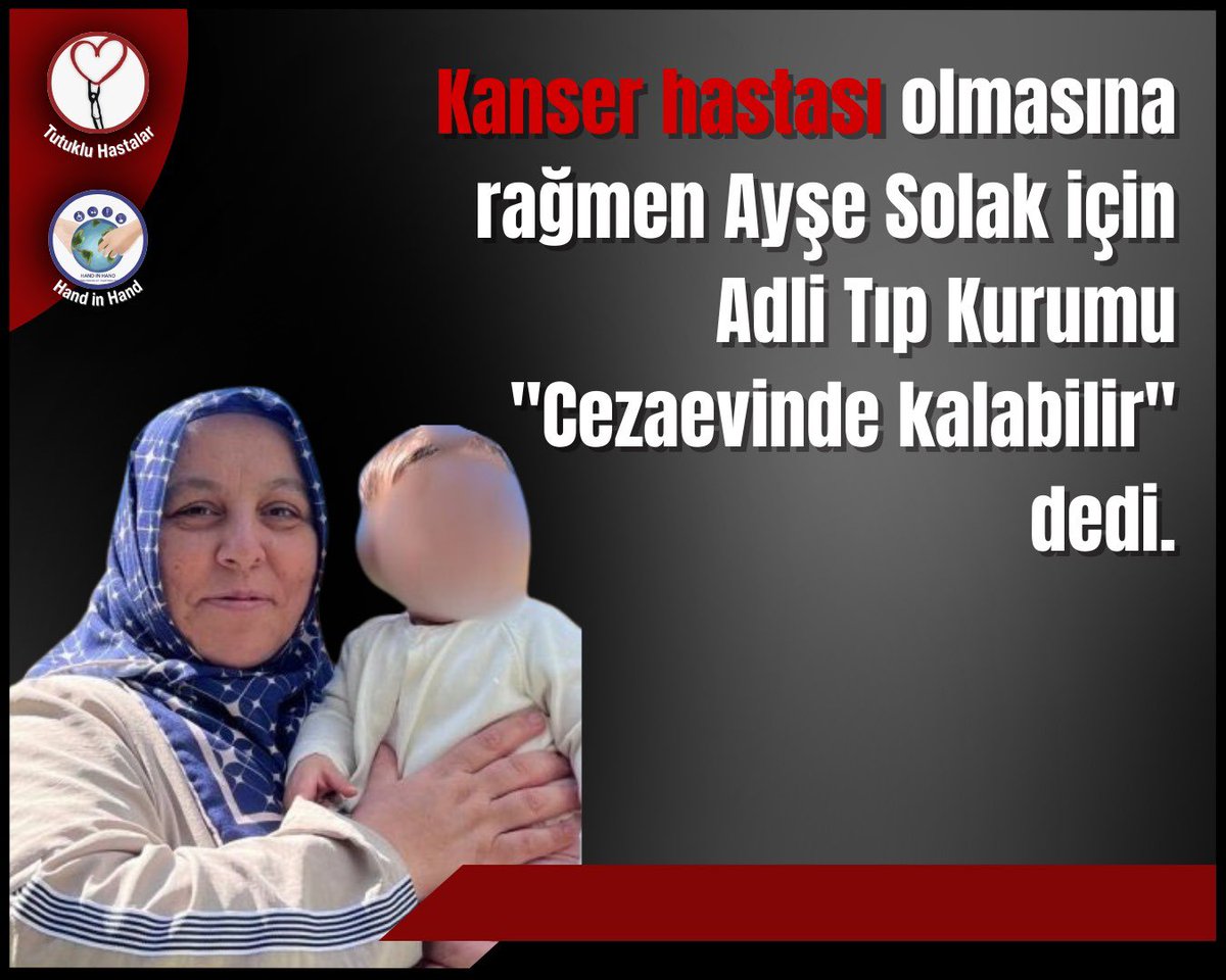 Kanser hastası bir kadın hakkında “Cezaevinde kalabilir” demek, vicdanın görmezden gelindiği bir andır.
Bizim talebimiz basit: Yaşama hakkı için adalet.

EngelliTutsaklara Tahliye