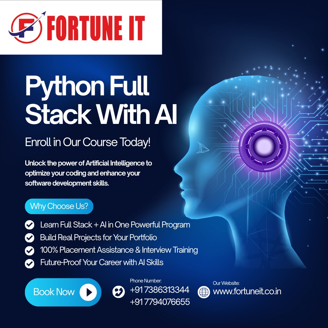 FortuneIT98's tweet image. Unlock your future with Python + AI!
Become a job-ready full-stack developer with real projects &amp;amp; placement support.
Enroll now and level up your tech career! 

#PythonAI #FullStack #AITraining #TechSkills #CareerBoost #FortuneIT