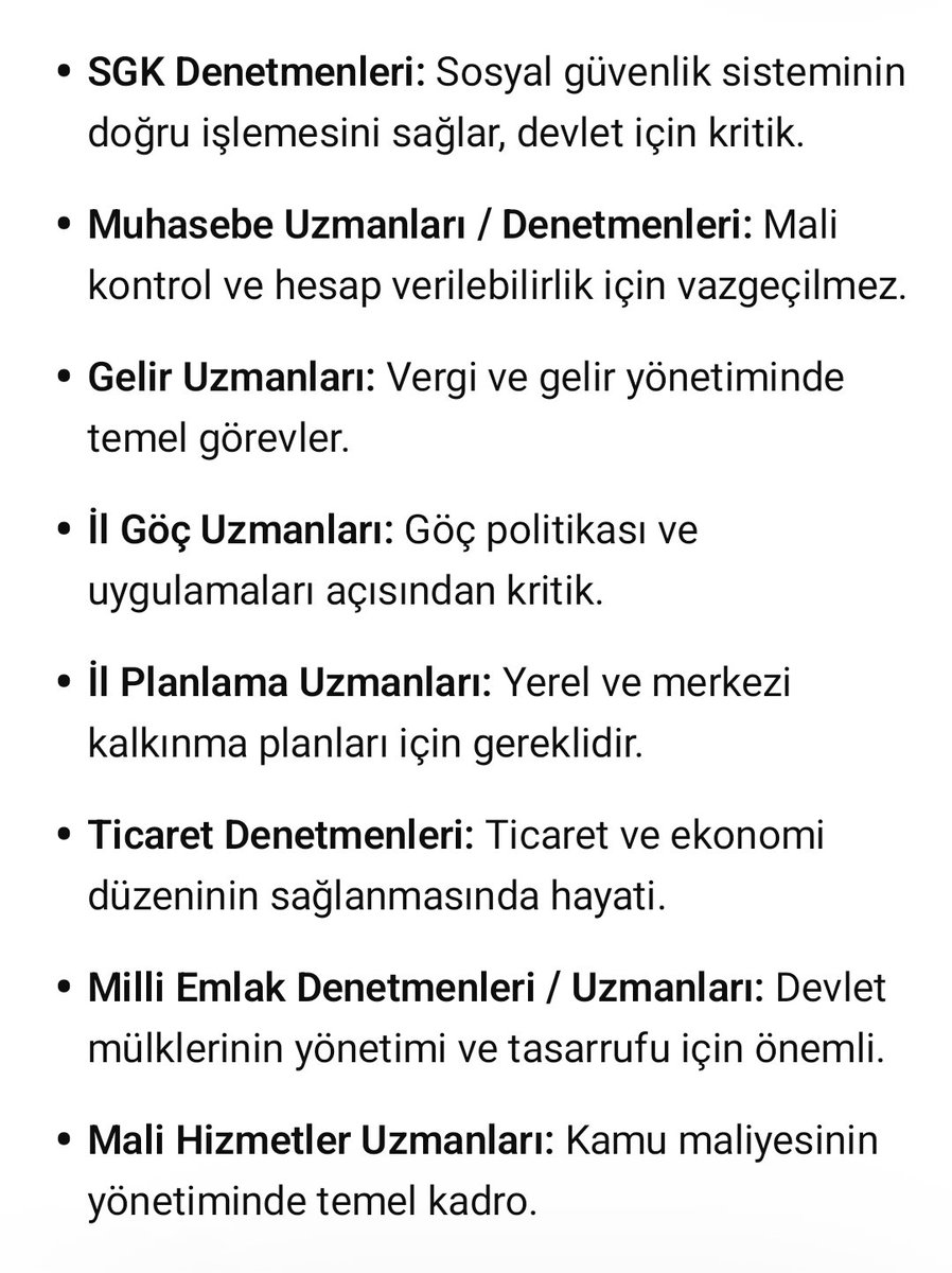 Taşra diye düzenleme dışında bırakılan kariyer mesleklerin hiçbiri “önemsiz” değil; hepsi devletin kritik işleyişinde rol oynayan nitelikli uzman veya denetmen kadrolarıdır. 375 sayılı khk kapsamına dahil edilmelidir. Aksini #Kabuletmiyoruz
<a href="/mehmedmus/">Dr. Mehmet Muş</a>
<a href="/_cevdetyilmaz/">Cevdet Yılmaz</a>