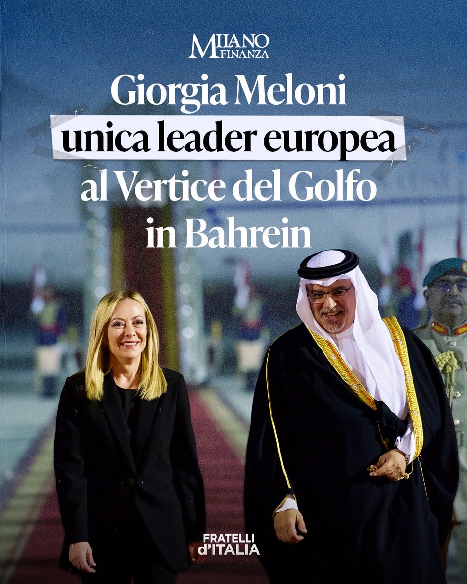 FratellidItalia's tweet image. L’Italia è sempre più centrale nel Mediterraneo ed è interlocutore di riferimento per i Paesi del Golfo e della Penisola Arabica.

Si tratta di un riconoscimento non solo del lavoro portato avanti dal Presidente del Consiglio ma dell’intero sistema Italia. Un risultato che…