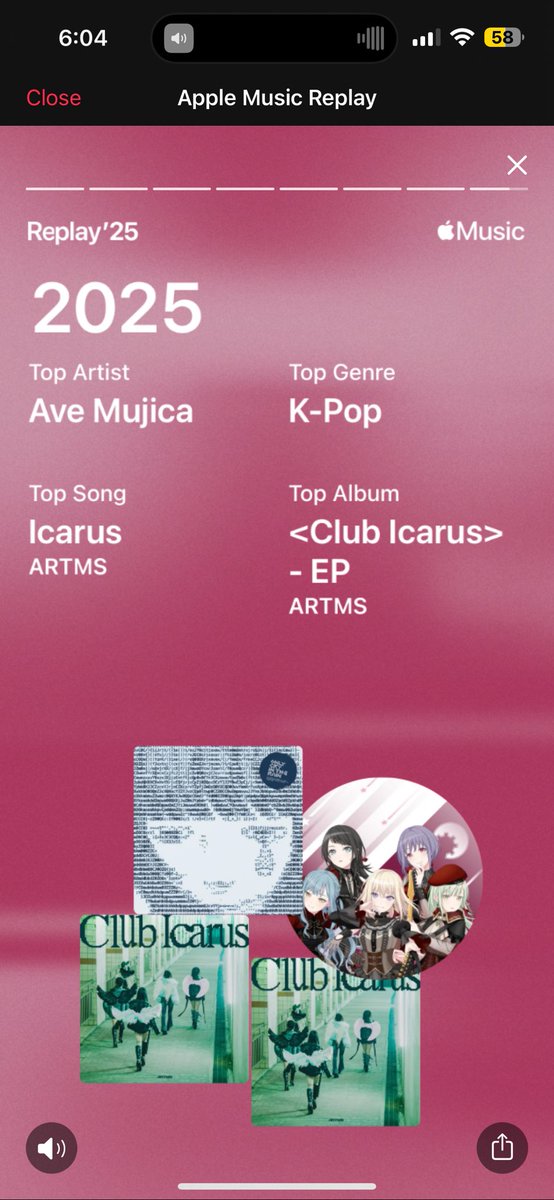 ave mujica being my top artist for apple music 😭