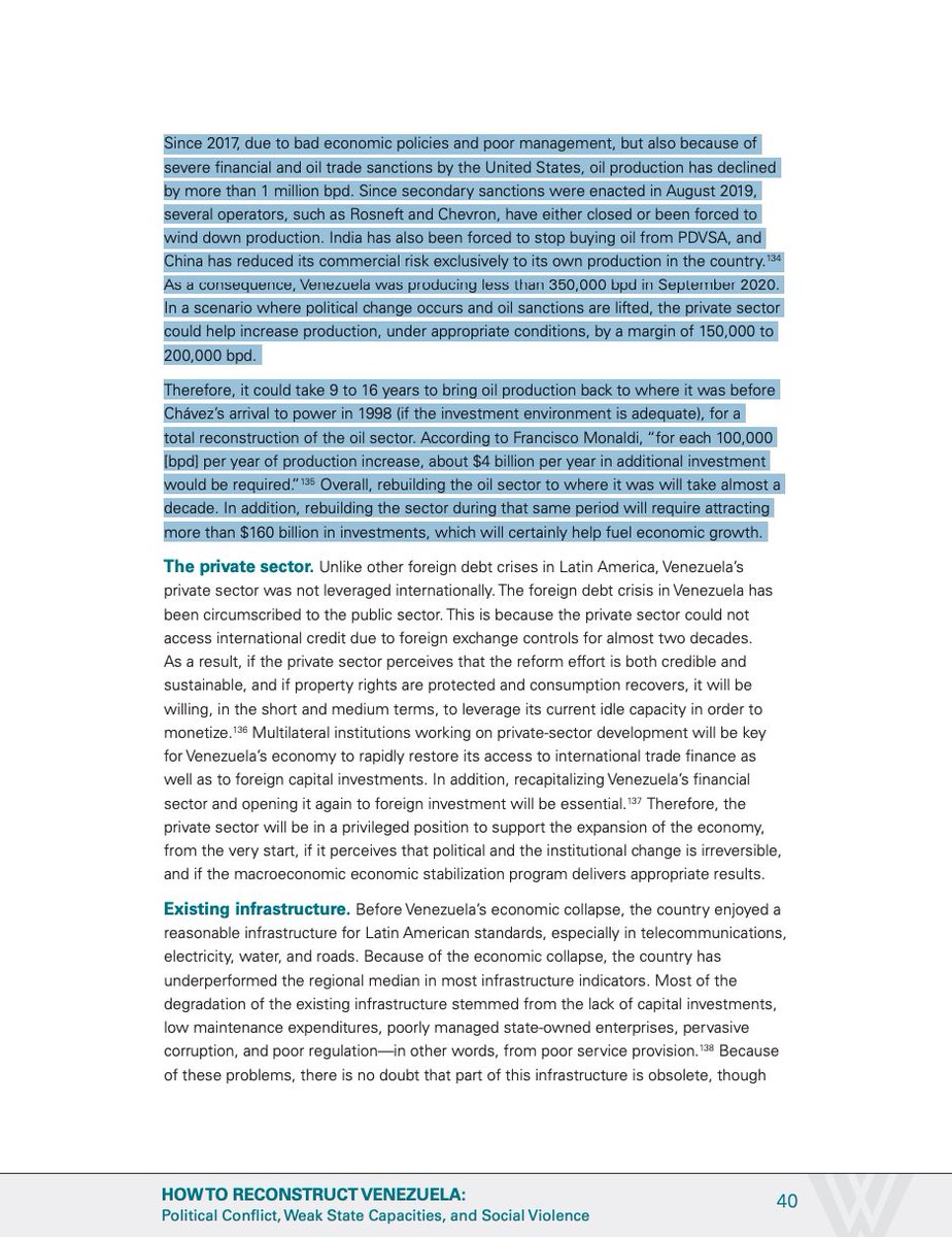 MehdiKharratya's tweet image. قبلا هم عرض شد این حرف نادرستی است. صنعت نفت ونزوئلا در حال حاضر بشدت فرسوده و تولید آن حدود یک میلیون بشکه در روز است. طبق گزارش ویلسون سنتر برای ارتقای هر ۱۰۰ هزار بشکه تولید به چهار میلیارد دلار سرمایه گذاری نیاز است. برای رسیدن به تولید سه میلیون بشکه در روز دوره چاوز به حدود…