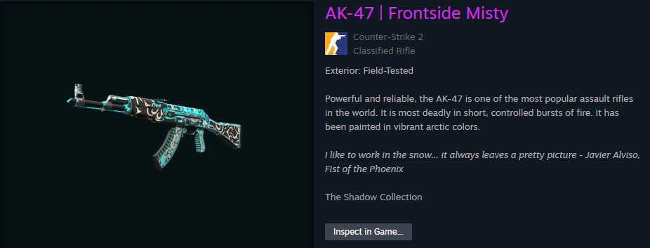 🟣I'm happy to announce my partnership with <a href="/betstrike/">Betstrike</a>

As welcome gift for the community, I decided to giveaway a 25$ CS2 Skin 

💜AK-47 | Frontside Misty | Field-Tested

🟪Follow <a href="/betstrike/">Betstrike</a>  &amp; <a href="/samgambles_/">Sam</a> 
🟪Like and tag your buddy who you play CS2 with.

Ending in 7 days⏰