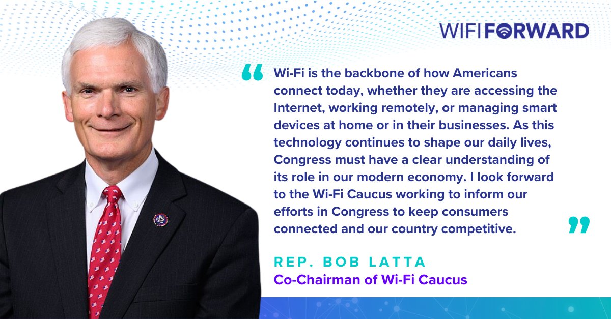 Thank you <a href="/boblatta/">Rep. Bob Latta</a> for leading the bipartisan #WiFiCaucus as co-chairman! 

Congressman Latta’s leadership will be pivotal to ensuring the U.S. stays at the forefront of Wi-Fi innovation. wififorward.org/news/press-rel…