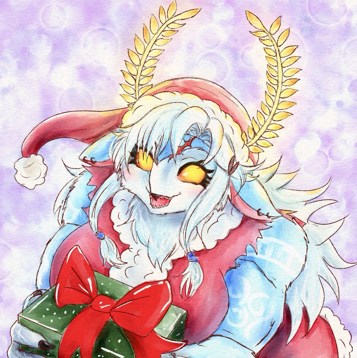 I wanted to do something festive to use as pfp for the month. so have this Holiday Mildred!!