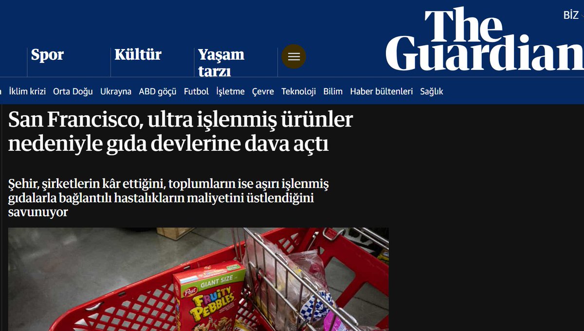 ABD'de San Francisco Savcılığı,
CocaCola,  Nestle, PepsiCo, Kraft Heinz, Kellogg gibi 10 küresel gıda mafyası ve kültür emperyalisti şirketlere, aşırı işlenmiş zararlı sözde gıdalarla toplum sağlığını tehdit ettikleri gerekçesiyle dava açmış.

"Darısı Türkiye'nin başına"