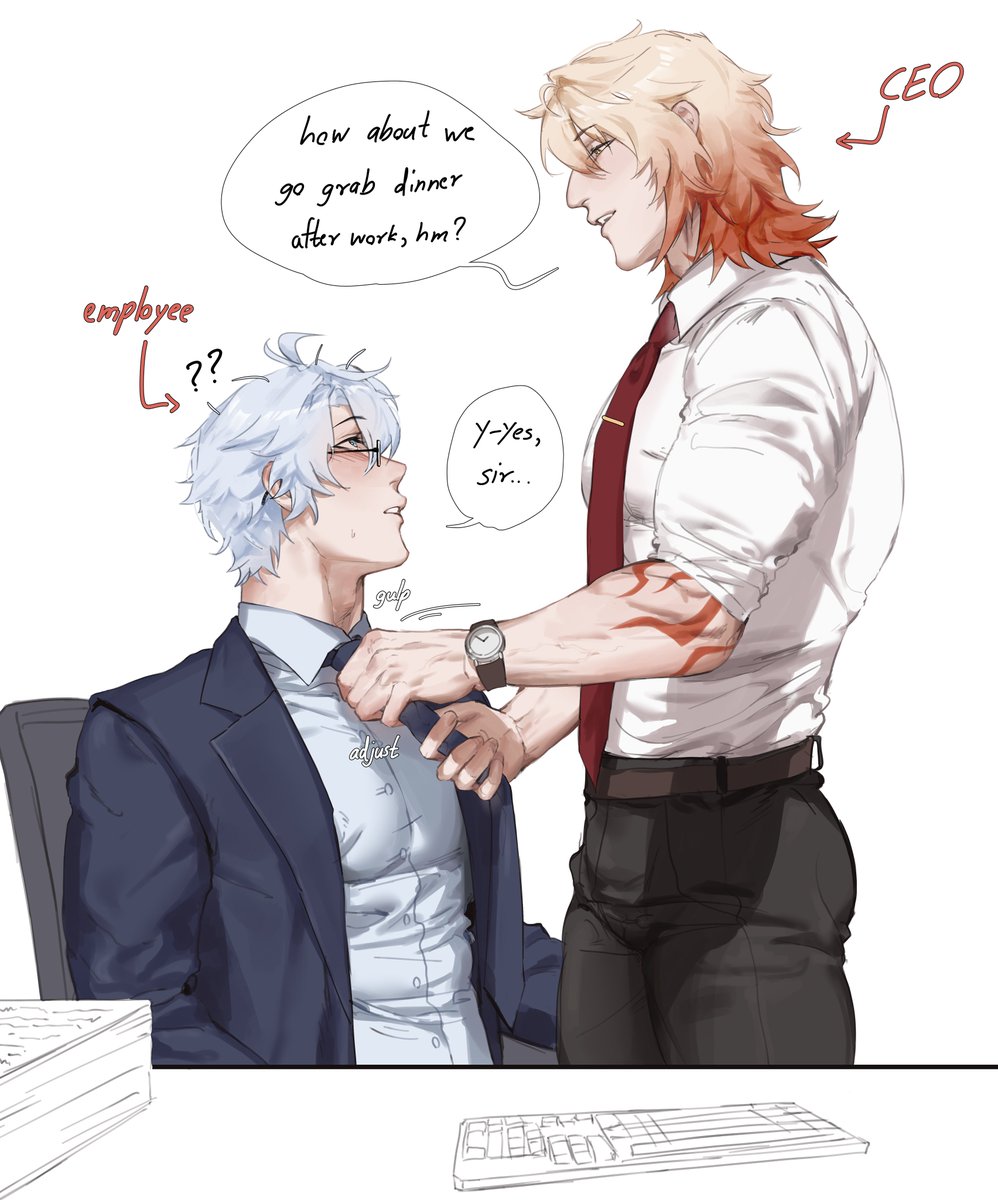 Eechoe3's tweet image. Office AU #phaidei