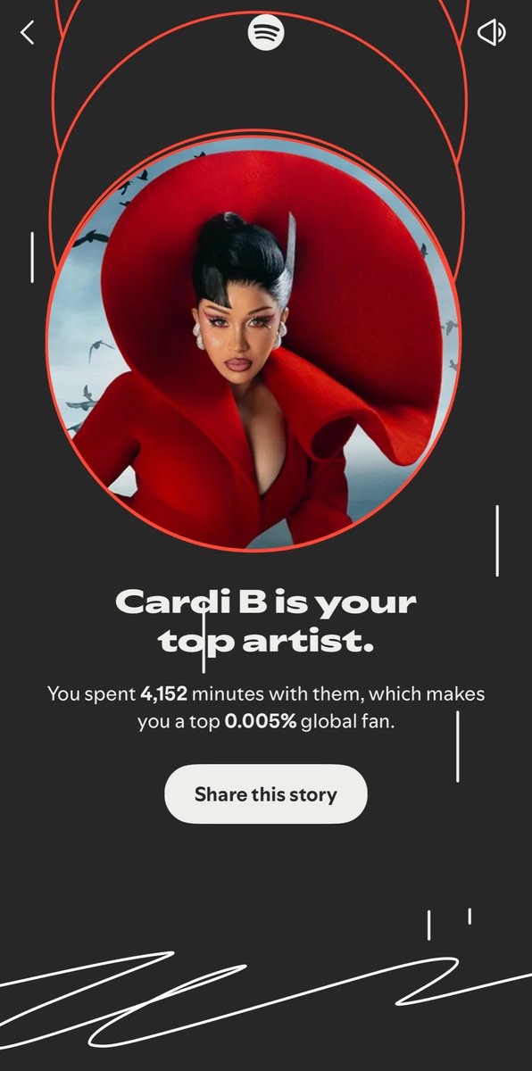 _this__is__fine's tweet photo. Top 0.005% and I’m not surprised…when @iamcardib drops, I listen! 😌🎶 #SpotifyWrapped #CardiB https://t.co/1elNdpMrMs
