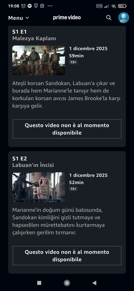 The first two episodes of Sandokan are available in Turkey on Prime Video 🏴‍☠️

#CanYaman
primevideo.com/detail/Sandoka…
