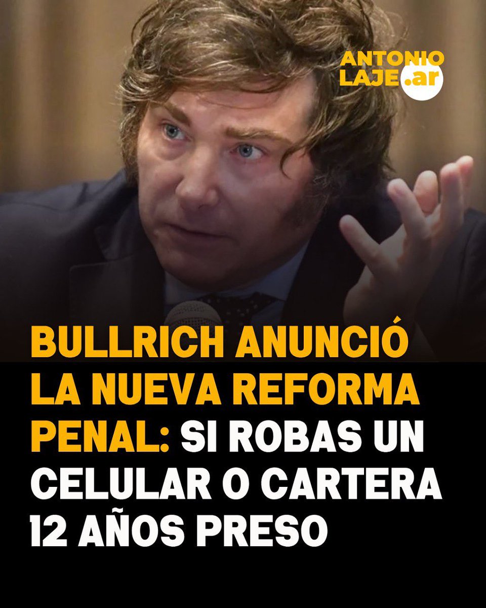 🤔 ¿Apoyas la nueva reforma del código penal del Presidente MILEI?

1 - Si, TOTALMENTE 💯💯 
2 - No, me para nada ❌❌