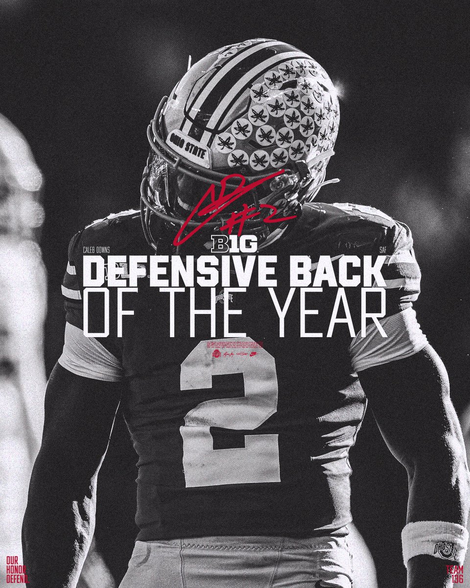 OhioStateFB's tweet image. Tatum-Woodson Defensive Back of the Year, @caleb_downs2 🏅