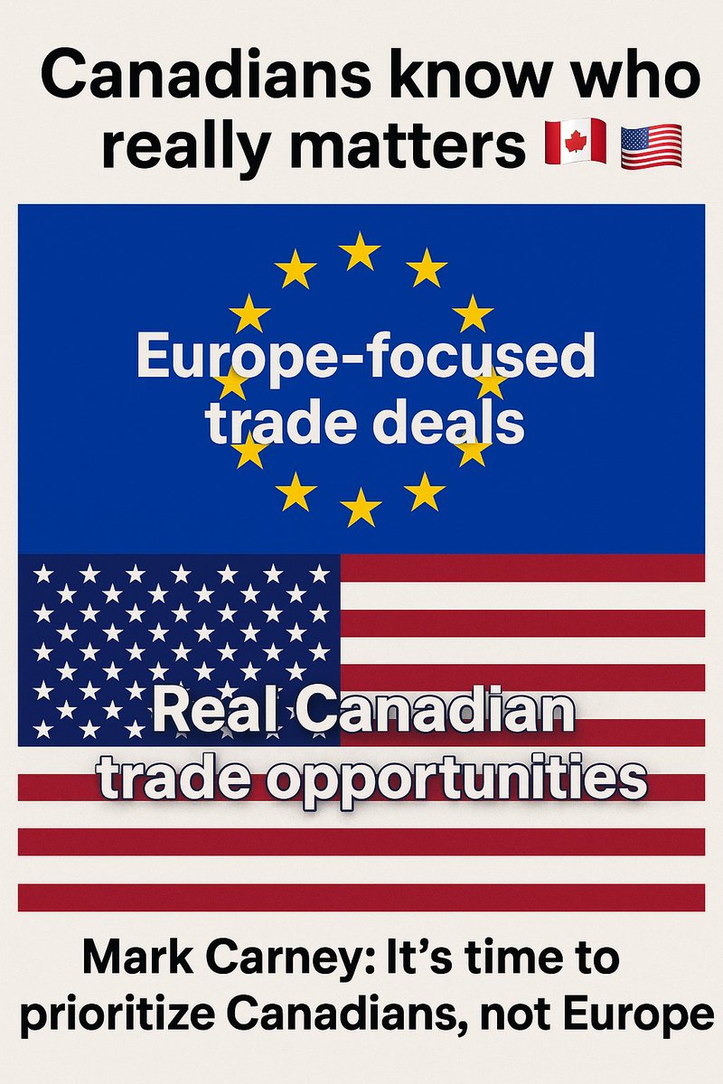 TheWolvesSpecus's tweet image. 🇨🇦 Canadians first. Not Europe.🧵
Stop chasing EU deals that don’t benefit us. Our neighbor, the USA, is where real opportunities lie. #CanadaFirst #USCanadaTrade #MarkCarney #Sovereignty #TradeMatters