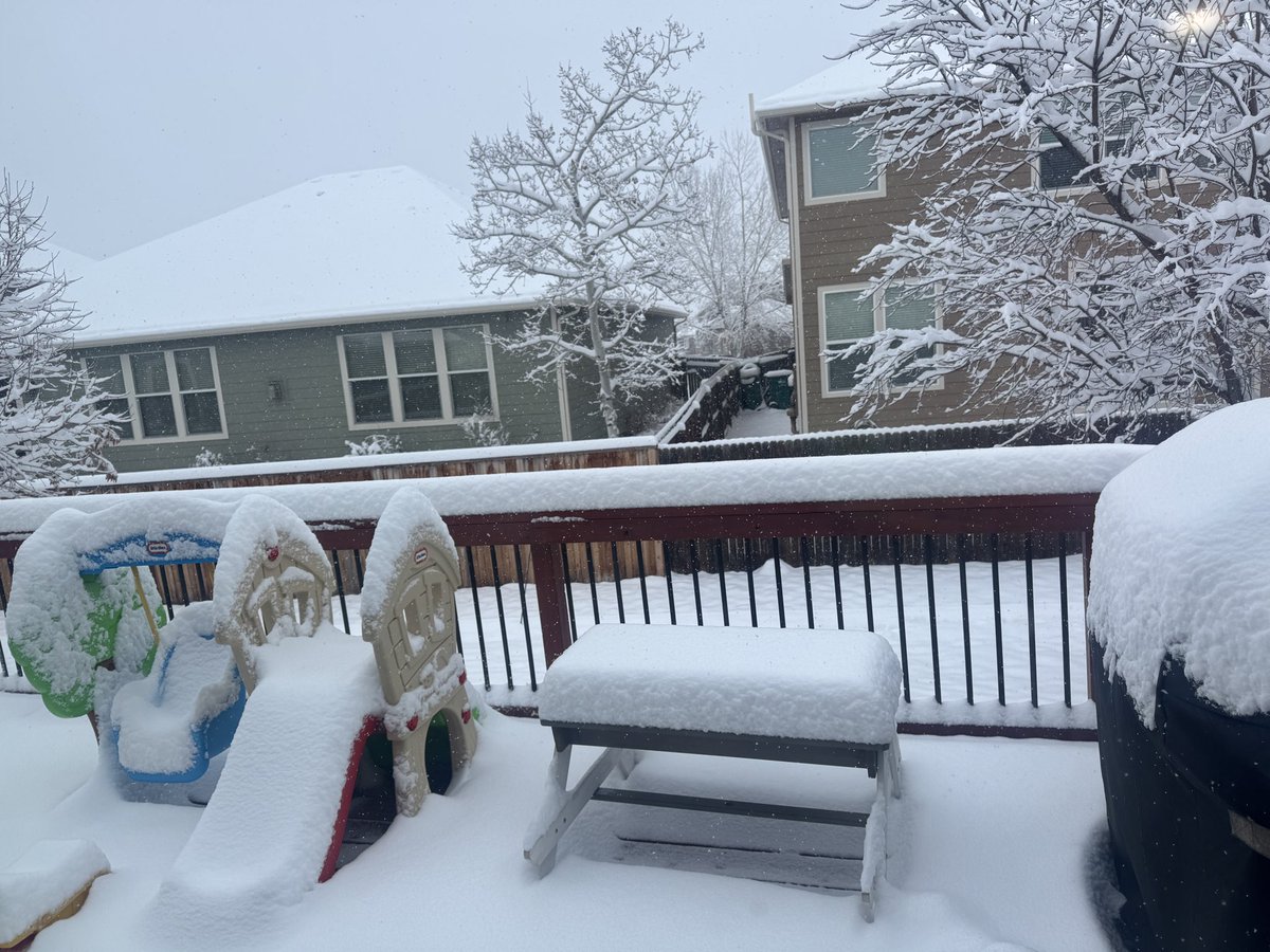 About 6 inches of snow, as of 8am here in Unincorporated <a href="/JeffcoColorado/">Jeffco Colorado</a>! ❄️