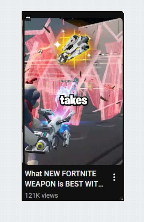 This is the 8th video for <a href="/MrMonkeyFN/">MrMonkeyFN</a> to hit over 120K!

If you are not taken advantage of the new SEASON WEAPONS and creating a series around that, you are losing out on THOUSANDS of views!