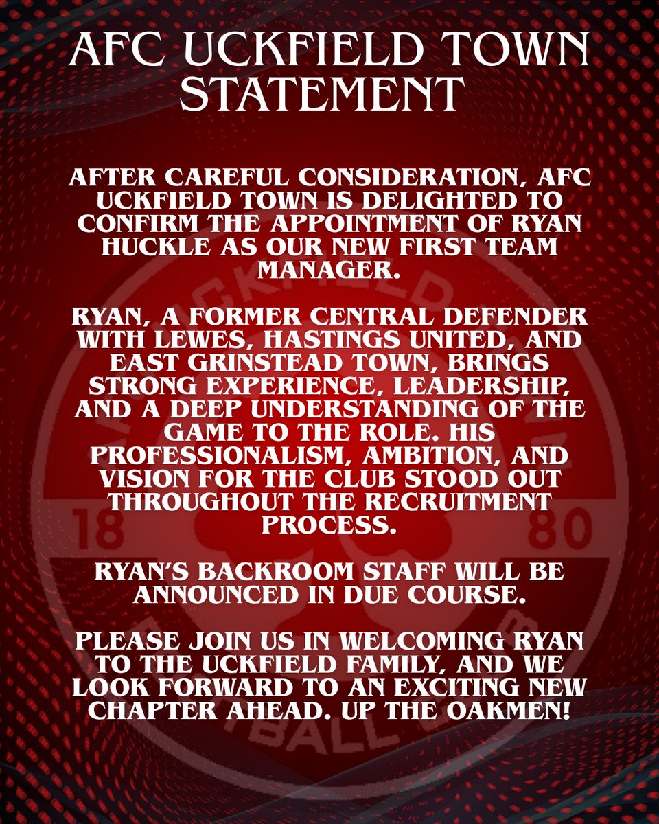 📢 🔴⚫️ Ryan Huckle - New First team Manager 🔴⚫️ 📢
