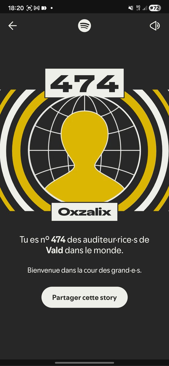 MaximeBq's tweet photo. Enfin le wrapped de Spotify est sortie ! #valdfc
@vald_ld ça dit quoi? https://t.co/fx4oy7mZtn