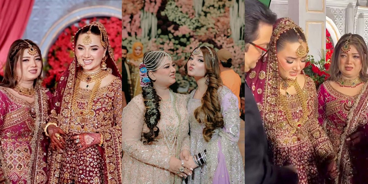 god_hadies's tweet image. Rabeeca Khan's wedding sparks a unique debate! Her mother's elaborate bridal looks are "igniting backlash," with some saying parents "outshone the bride." What do you think?

#RabeecaKhan #WeddingControversy #PakistaniWeddings