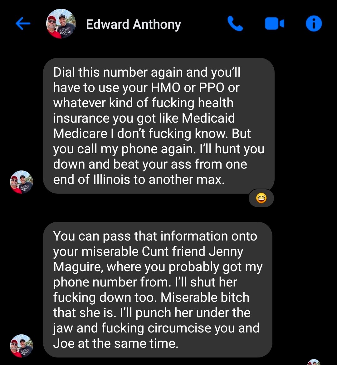RealMaxRice's tweet photo. @EdwardAnthony63 @shanequaz92958 @jimlanham @patrioticmouse "I stalk strangers and threaten to punch women in the throat, but it's okay because I am a victim!"- Ed Anthony Ruble. https://t.co/aWMWELb0a0