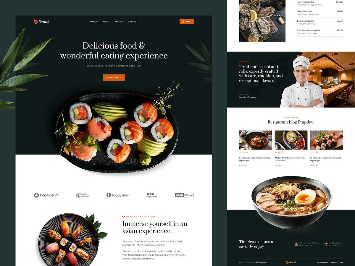 iamweirdwarwick's tweet image. Day 16 of showing up 

Clean restaurant design🔥

Frontend devs
Don’t fret— it’s just a couple of images, cool colors and a nice looking font!

UI/UX designers
Did you really need this much garnish just to make a menu blend?

#BuildInPublic #DesignToCode #uiuxdesign #FrontEnd