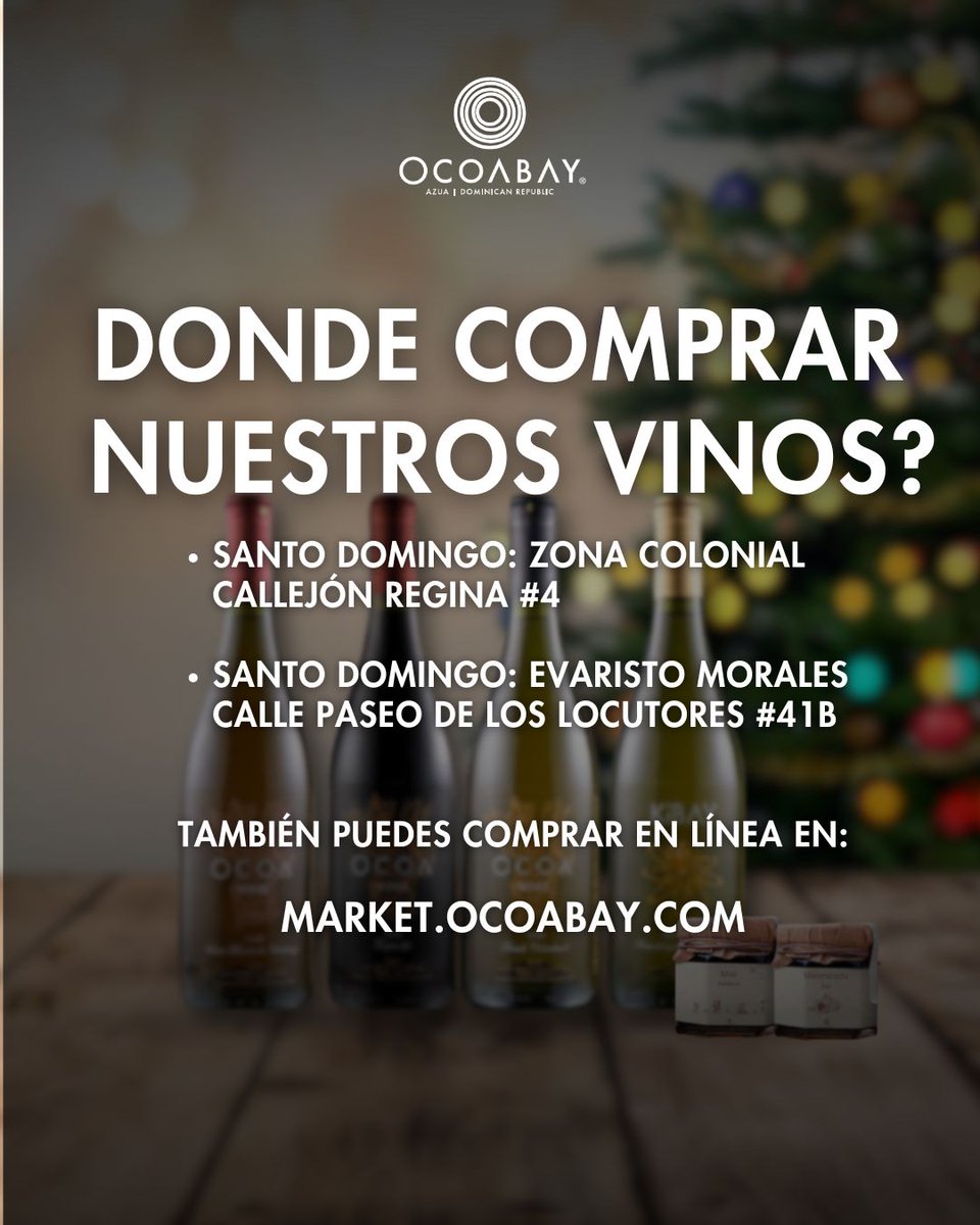 Encuentra nuestros vinos en Santo Domingo o en línea!
ocoabay.com/reservation/

#OcoaBay #FinDeSemanaPerfecto #TurismoRD #ExperienciasOcoaBay