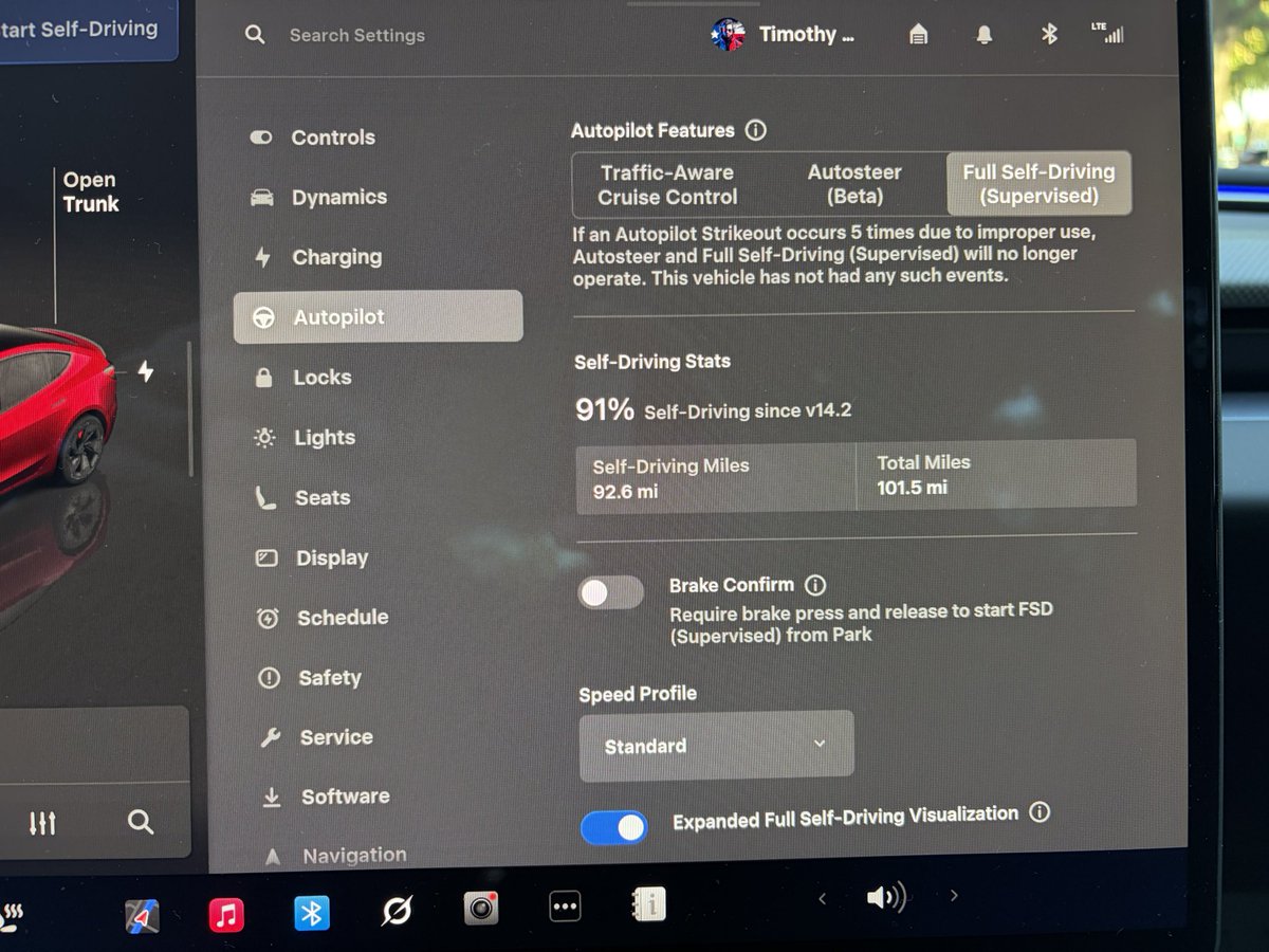 TechOperator's tweet image. Well, I pulled out of my garage and made it all the way to my driveway before hitting the Full Self-Driving button. Ended up only needing three of five bacons.