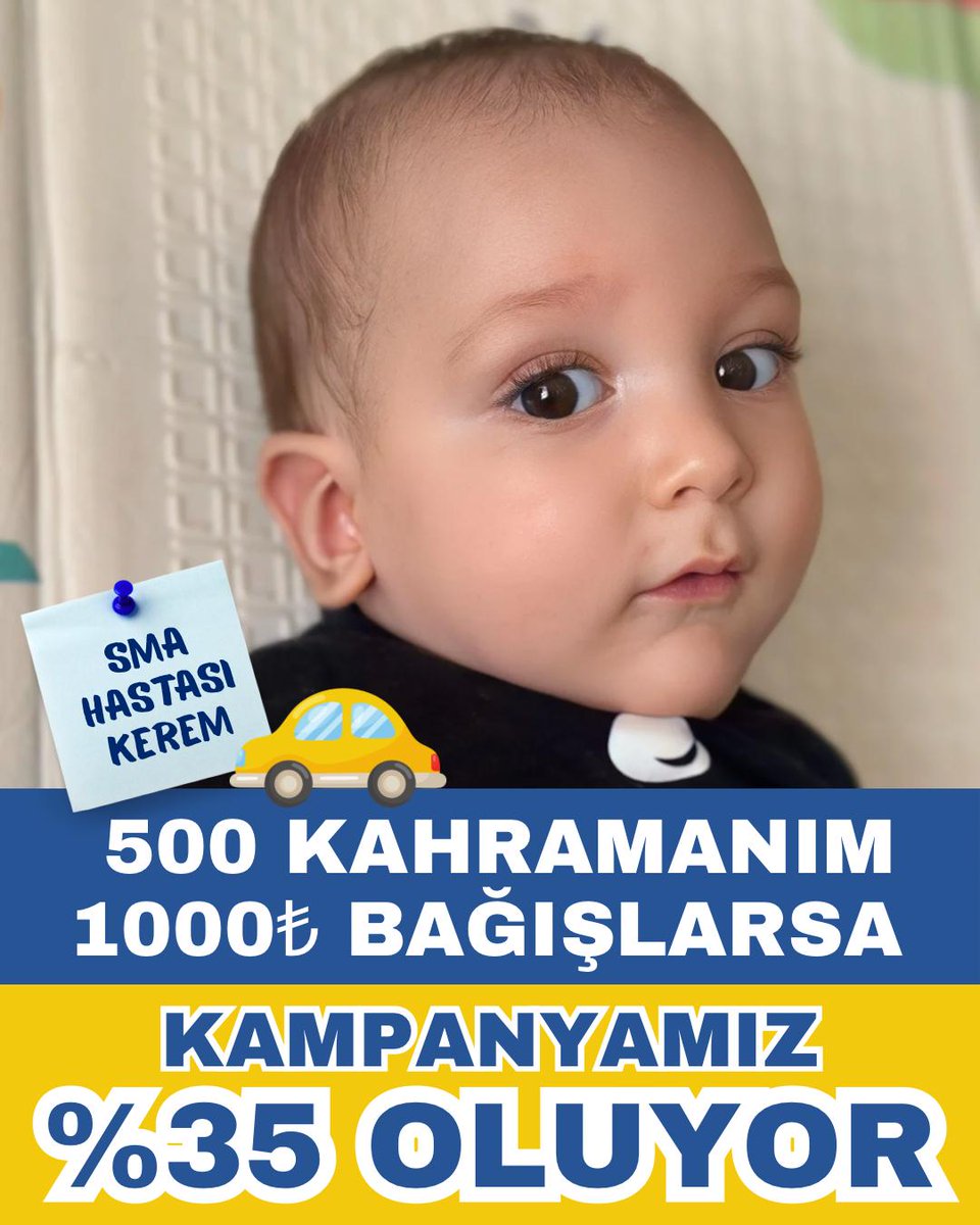 Birlik olursak Kerem’in kampanyasını bugün %35’e taşıyabiliriz.
Gel birlikte, bir bebeğin kaderini değiştirelim.

#EngellerBiziDurduramaz 
#EmekliyiTüikYıktı 
#5000KısmiyeAdaletsizsiniz 
#Enflasyon #tüik #enag  Japonya'dan 
#BakPostacıGeliyor  
#BüyükResim  
#KabulEtmiyoruz