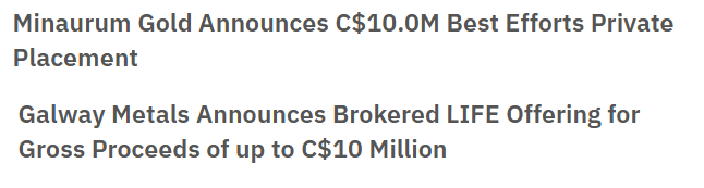#Junior #Miners #PrivatePlacements 

It’s getting exhausting watching the same game play out over and over. Certain actors clearly get the memo early and start dumping the price on retail days before a PP is announced. Red Cloud Securities Inc are one of the worst offenders, but