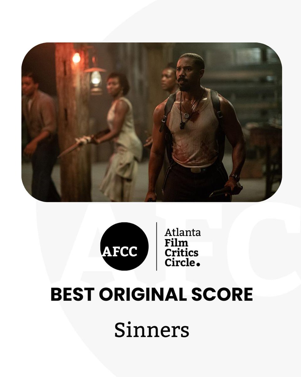 ATLFilmCritics's tweet image. Best Original Score  
Sinners
@warnerbros @sinnersmovie 
#AFCCAwards #AFCC #ForTheLoveOfMovies