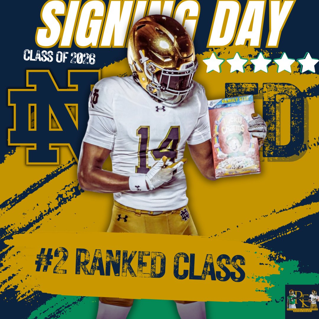 Fravel_Ryan's tweet image. BREAKING: All 27 of the Notre Dame Fighting Irish Class Of 2026 Commits have Officially Signed on the dotted line!☘️✍️

Irish Nation, welcome home your Class Of 2026 Signee's☘️‼️:

Overall Class Rank: 2nd (Best in the Internet Recruiting Era in ND History)

*All Rankings Based on…