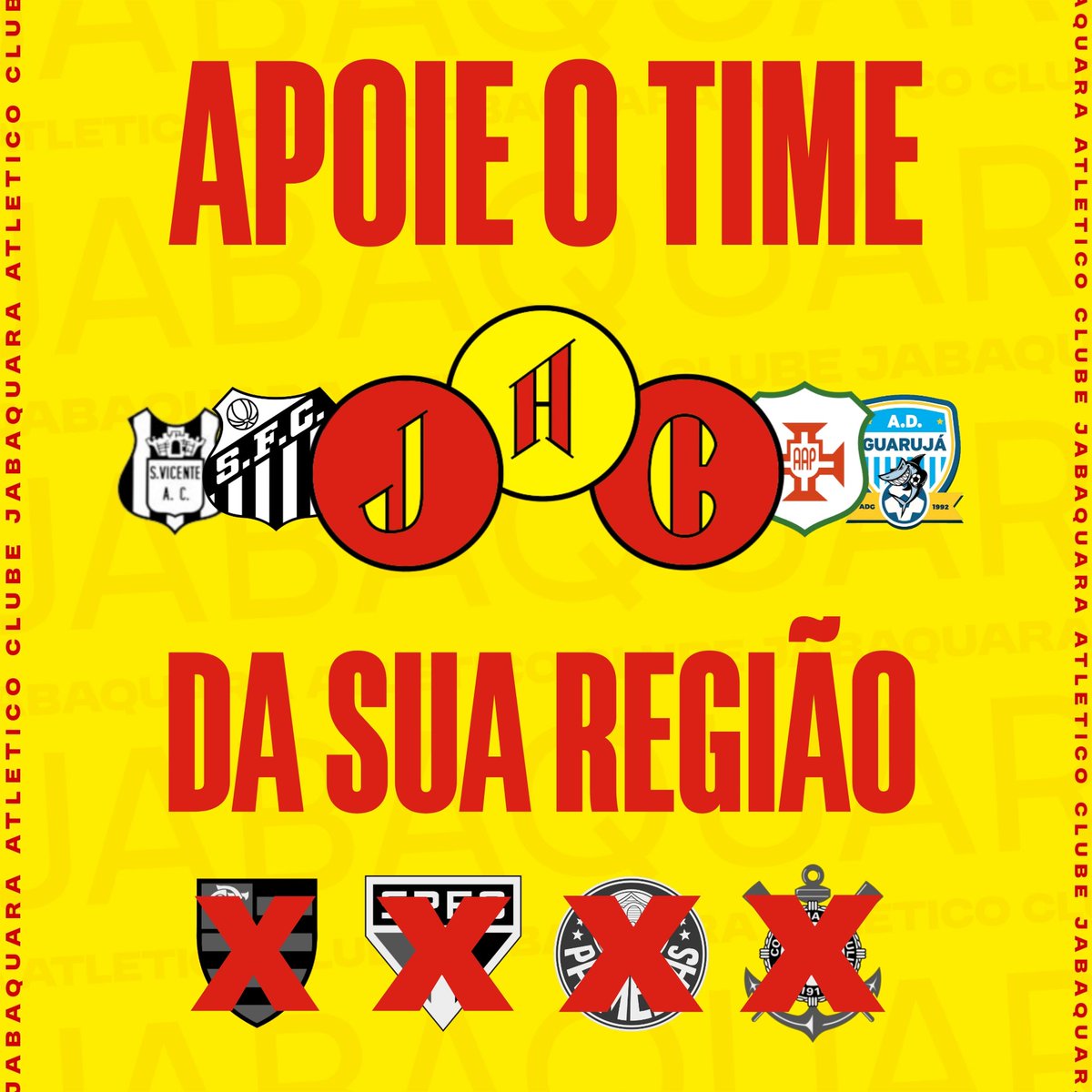 APOIE O TIME DA SUA REGIÃO

Existem tanto clubes tradicionais na Baixada Santista. Pare de babar ovo de clube da capital e apoie o time da sua região! 🔴🟡