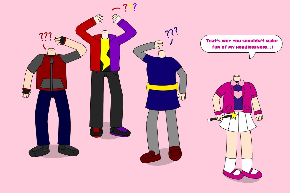 Osman_Yildiz01's tweet photo. For @RedDasherCAS 
Maggie used her headless magic to make Viper, Raze and Ami's heads disappeared.

#oc #ocart #originalcharacter #osmanyildiz01 #reddashercas #maggie #viper #raze #ami #headless #digitalart #digitaldrawing https://t.co/h5SKlq8yyY