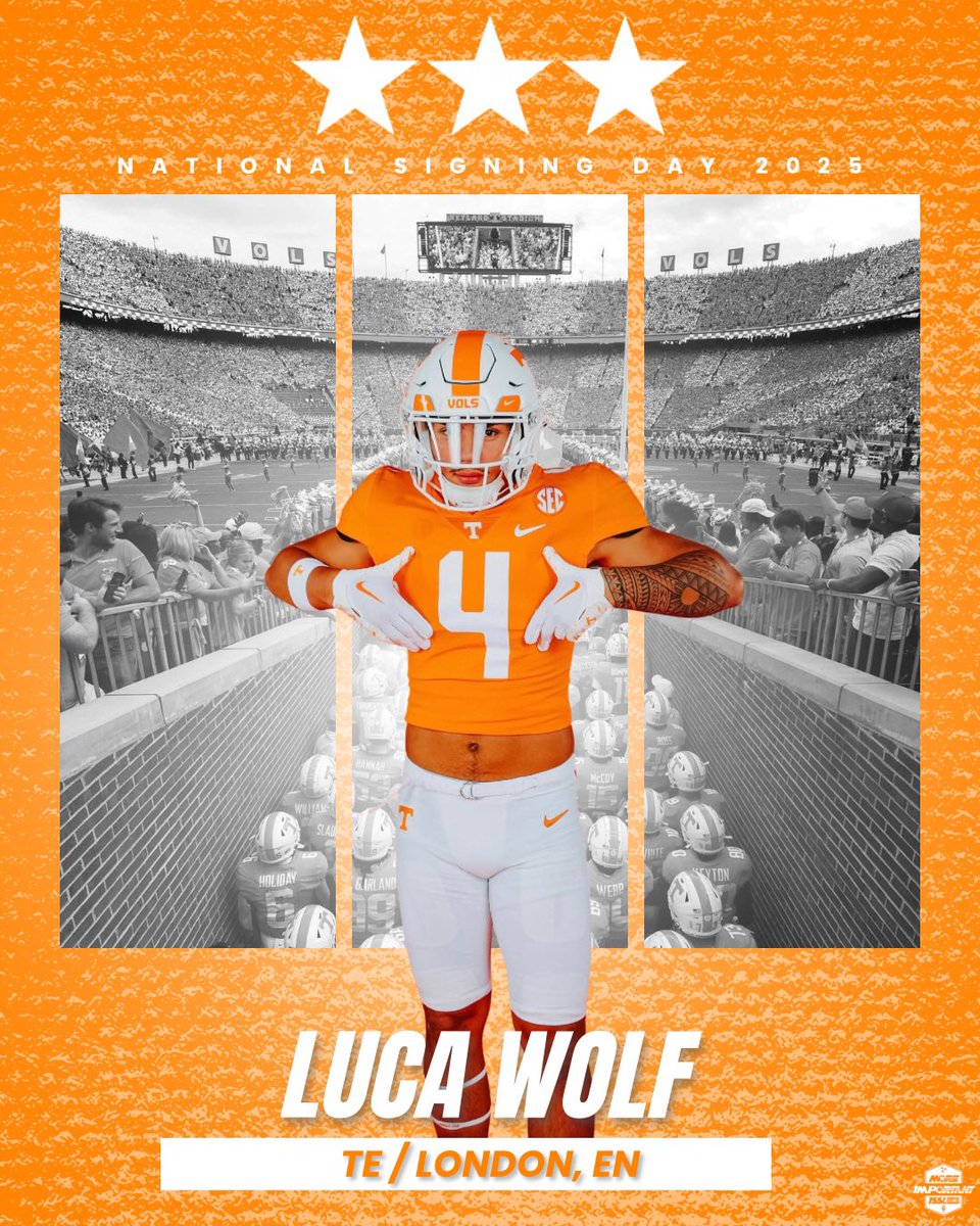More_Issues's tweet image. 3⭐️ TE Luca Wolf has signed and is officially a Tennessee Vol.

Welcome Home🍊