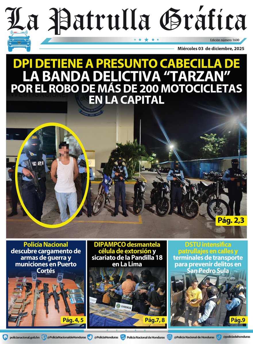 DPI DETIENE A PRESUNTO CABECILLA DE LA BANDA DELICTIVA "TARZAN" POR EL ROBO DE MÁS DE 200 MOTOCICLETAS EN LA CAPITAL

Ver más 👉 policianacional.gob.hn/dpi-detiene-a-…