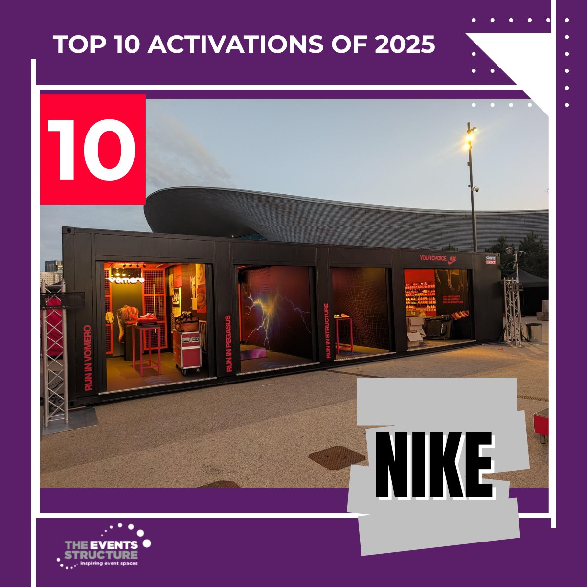 #10 of our top experiential marketing examples of 2025 🏃‍♂️
Two 40ft high-cube containers transformed into a runner-focused immersive experience.
Read more → theeventsstructure.com/news/top-10-ex…

#ExperientialMarketing #BrandActivation #Nike #ShippingContainerConversions