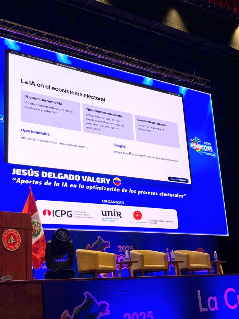 ☑️ “Ya no se trata de mensajes genéricos, ahora la #IA nos permite mensajes personalizados para promover o generar rechazo contra personas y acciones.”

Puntualiza <a href="/JesusDValery/">Jesús Delgado Valery</a>- Dir. programas <a href="/TransparenciaAL/">Transparencia Electoral</a>, dando inicio al segundo día de #EDIRCOM2025