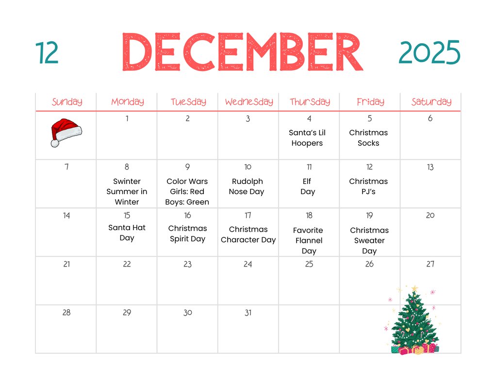 Bulldog Families, the 12 Days of Christmas begin tomorrow! We're starting the festivities with "Santa's Little Hoopers." Wear your favorite basketball jersey or team shirt!