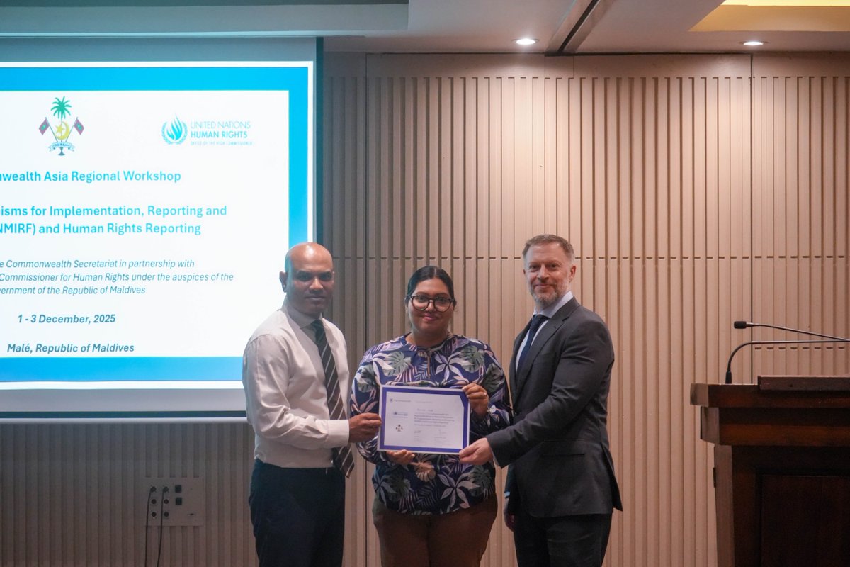 The Commonwealth Asia Regional Workshop on NMIRF &amp; Human Rights Reporting has concluded in Malé.

During the workshop, participants showed strong engagement &amp; shared valuable insights, helping drive a productive and forward-looking dialogue.

<a href="/commonwealthsec/">The Commonwealth</a>
<a href="/UNHumanRights/">UN Human Rights</a>