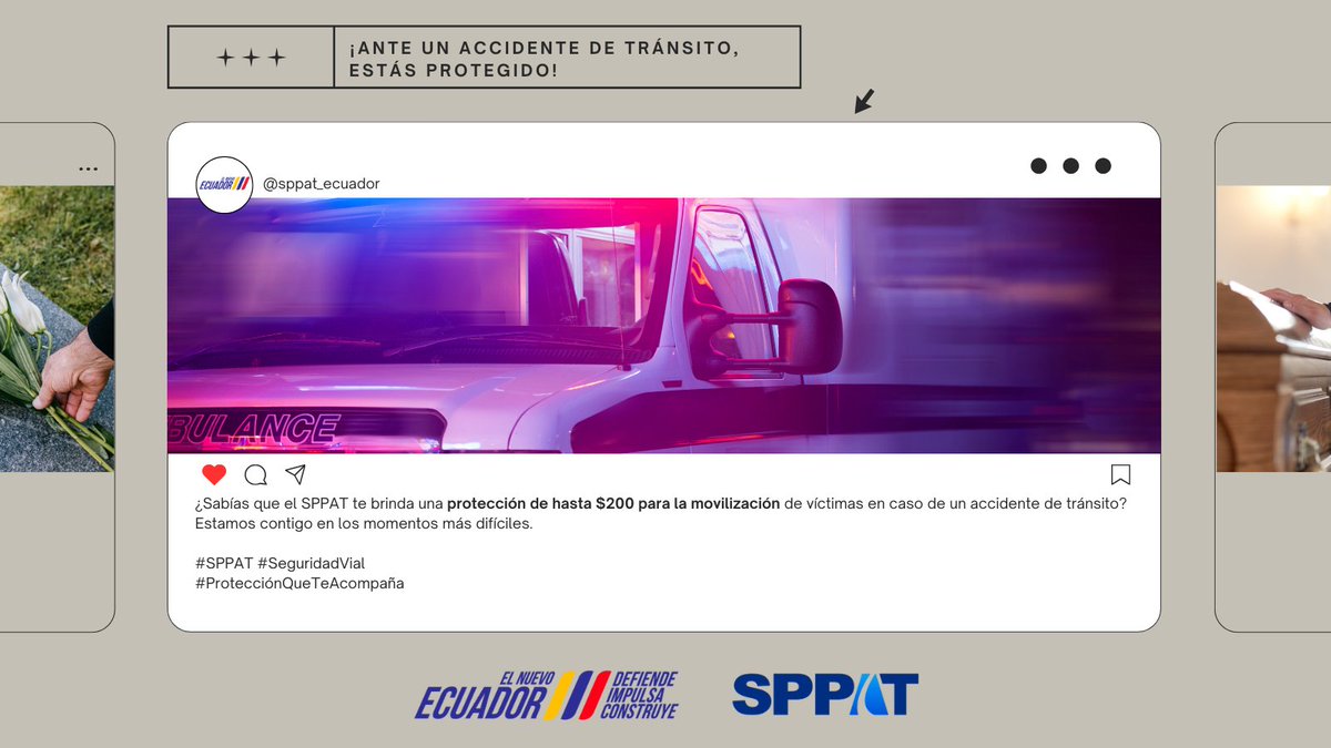 Cuando ocurre un accidente, cada minuto cuenta.
El SPPAT te respalda con hasta $200 para la movilización de víctimas, porque tu bienestar es nuestra prioridad.
Donde vayas, la protección viaja contigo.
#SPPAT #SeguridadVial #ProtecciónQueTeAcompaña