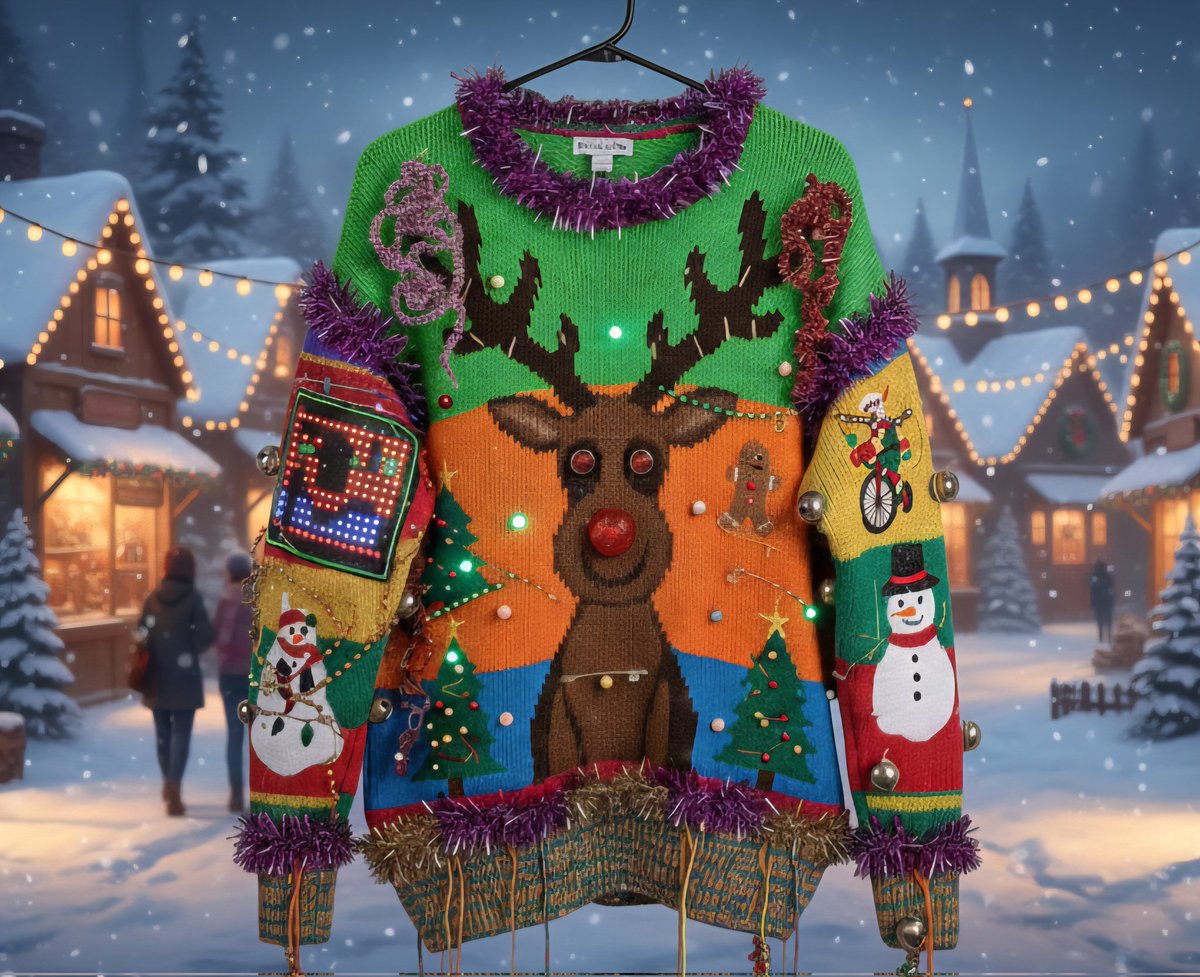 🚨 UGLY SWEATER ALERT! 🚨 This Friday @ 7 PM!

​Forget fancy—it’s time to get fugly! Our annual Ugly Sweater Party is THIS Friday starting at 7:00 PM and you need to be there!

​Why Bother Looking Bad?
​Wear an ugly sweater, and get HAPPY HOUR PRICES ALL NIGHT! 🍻

​The Top 3