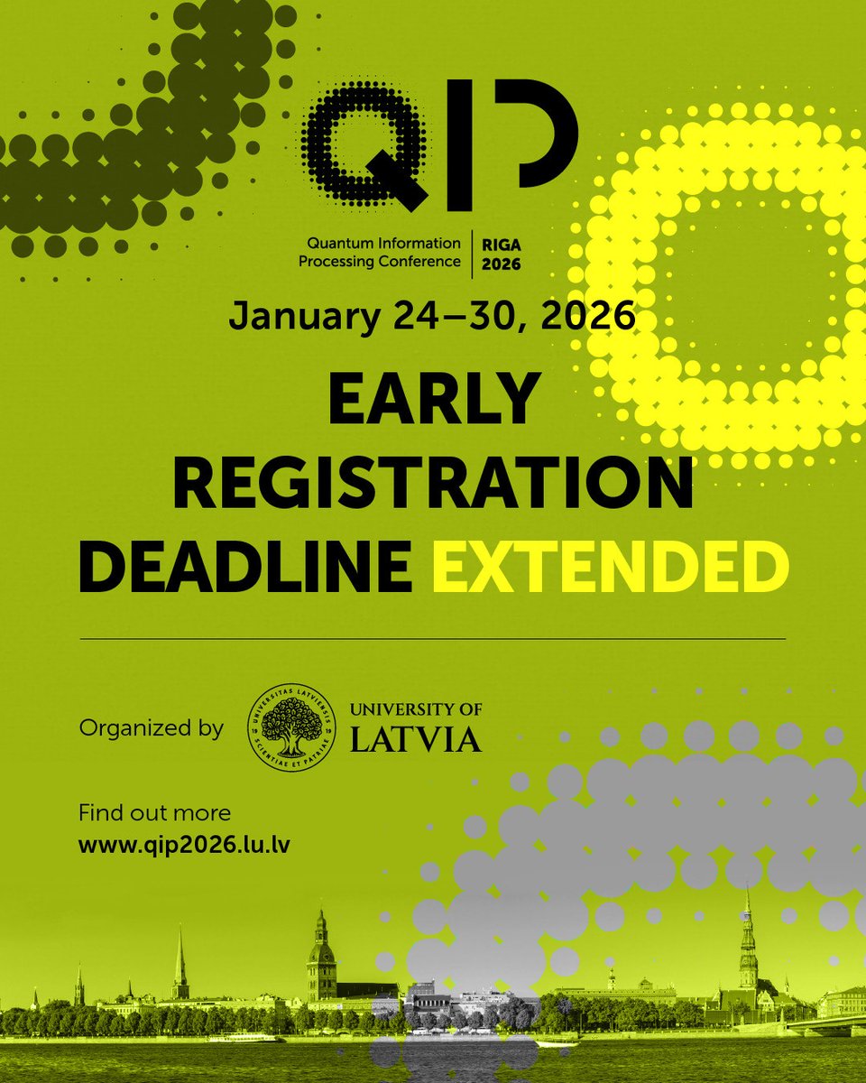 🚨 QIP 2026 registration deadline EXTENDED! 

You now have until 9 December (AoE) to register and join us in Riga!

🔗 Register: app.onlineexpo.com/events/qip-202…