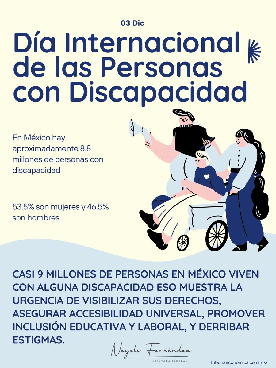 Naye_Fc's tweet photo. Hoy conmemoramos el Día Internacional de las Personas con Discapacidad.

Es fundamental seguir impulsando la accesibilidad, la inclusión y el respeto para todas y todos. 💙♿️

#DíaDeLasPersonasConDiscapacidad  #SomosVerdes #DerechosHumanos #MéxicoIncluyente #FelizMiércoles https://t.co/ZbYcIb3bXJ