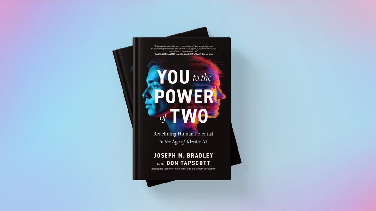 dtapscott's tweet photo. So it’s happened to me a few times in my life where I thought, “This is the next big thing in technology, but there’s no book about it.” And each time, I ended up writing the first bestseller. This feels like one of those times.

Yesterday, Joseph M. Bradley and I launched "You to the Power of Two: Redefining Human Potential in the Age of Identic AI." The book explores a profound shift already underway: AI is evolving from a set of tools to active participants in our lives - digital extensions of ourselves that can think, learn, decide, and act on our behalf. We call it "Identic AI."

We wrote this book because Identic AI will transform work, learning, creativity, health, democracy and our very concept of identity. Big opportunities, big challenges, and a lot to unpack. But the most important question remains: Who owns our digital selves, and how do we ensure humans stay in charge?

We believe this is one of the big conversations of our time, and we’re eager to build some real momentum around it. If the topic resonates, I’d be grateful if you’d consider ordering a copy (or a few… the holiday season is just around the corner!): https://t.co/uPpjPIuIzk

Please share a short review or a selfie with the book once it arrives, and I will make a big deal of it online!