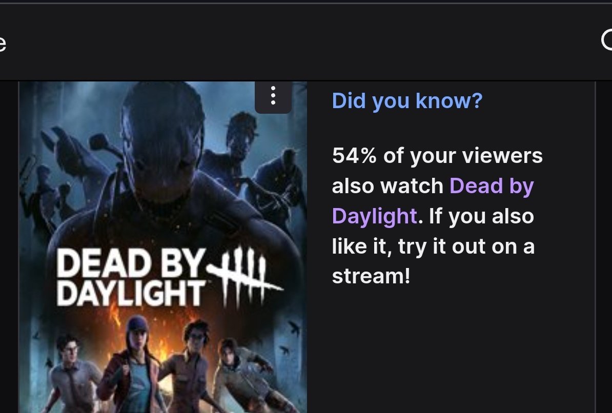 Yes, Twitch Dashboard, maybe I, a Dead by Daylight streamer, should try streaming dbd sometime