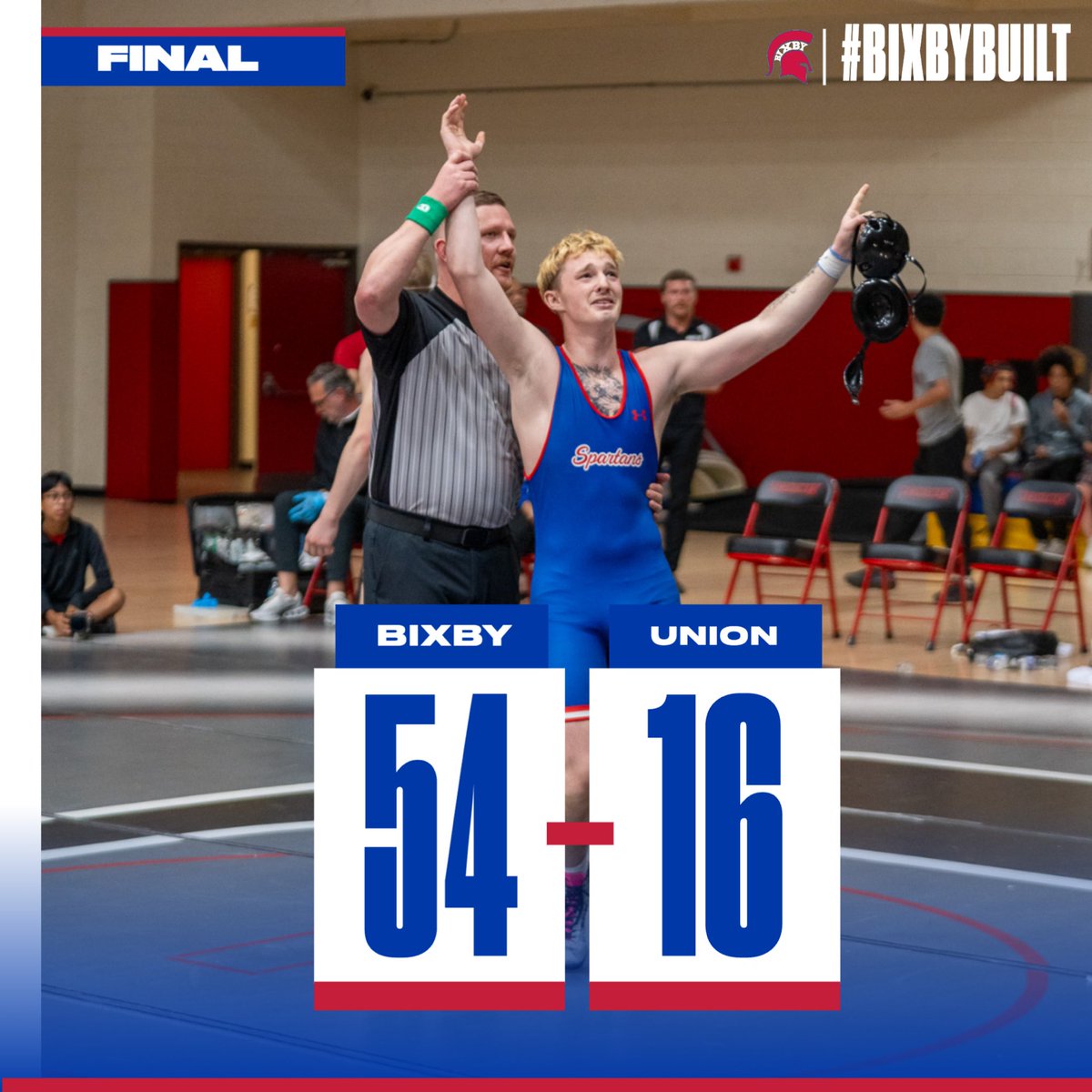 Bixby_Wrestling's tweet photo. 𝗦𝘁𝗮𝗿𝘁𝗶𝗻𝗴 𝘁𝗵𝗶𝗻𝗴𝘀 𝗼𝗳𝗳 𝗿𝗶𝗴𝗵𝘁 💪

Late night at Union, but Spartans sweep both duals and are off and running into the 2025-26 season! 

#BixbyBuilt 🔴🔵 https://t.co/CEgc29f9Q1