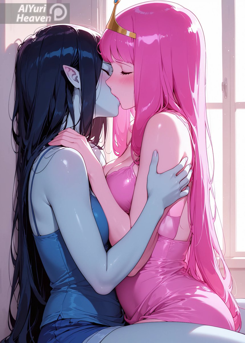 AIYuriHeaven's tweet photo. #Marceline x #PrincessBubblegum
#Bubbeline #yuri
#AIart https://t.co/obhEijn94d